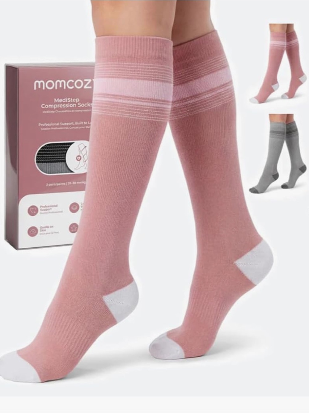 Momcozy BambooFlex 3-in-1 Compression Socks - 2 pairs